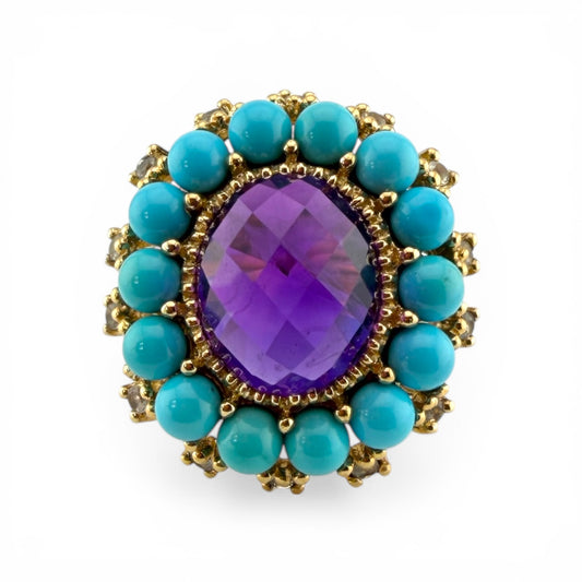 10K Turquoise & Amethyst Ring