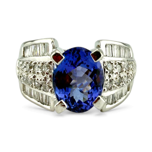 .900 Platinum Tanzanite & 1.2CTW Diamond Ring