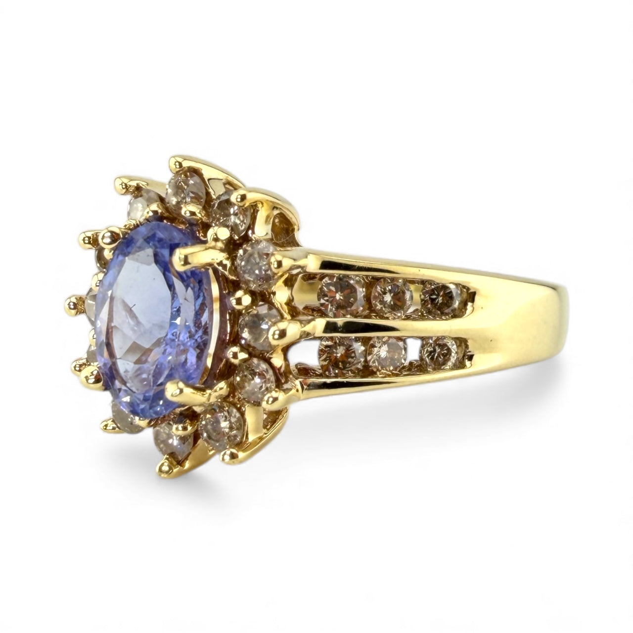 Yellow 10K Tanzanite & .25CTW Diamond Ring