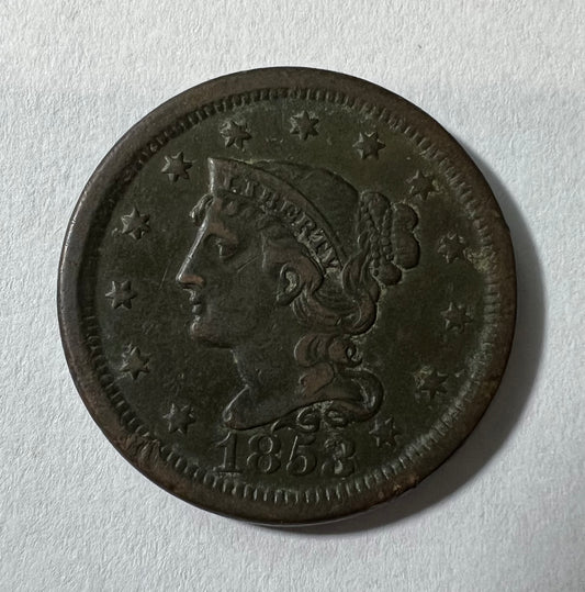 1853 Large Cent VF-35