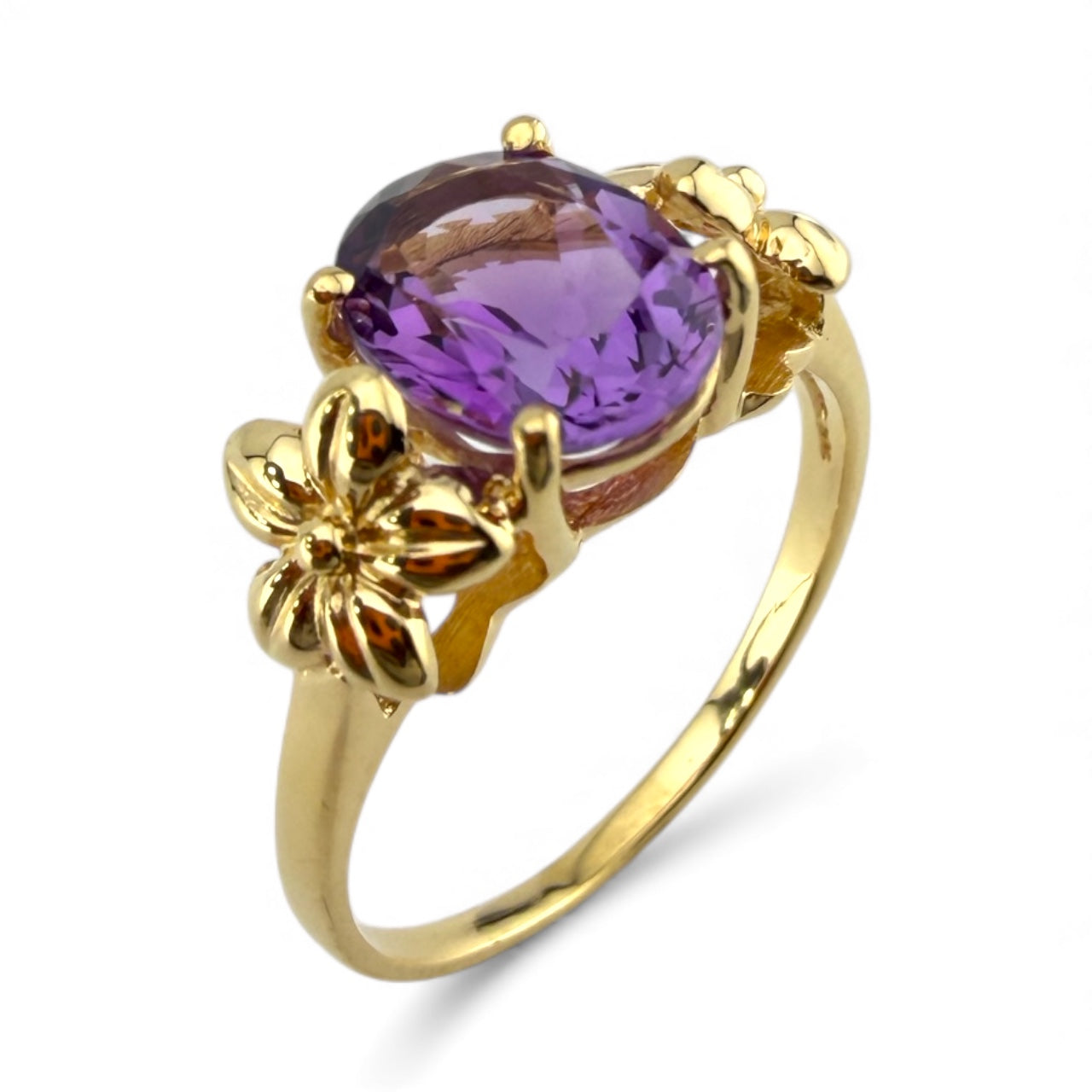 Yellow 14K Amethyst Floral Ring