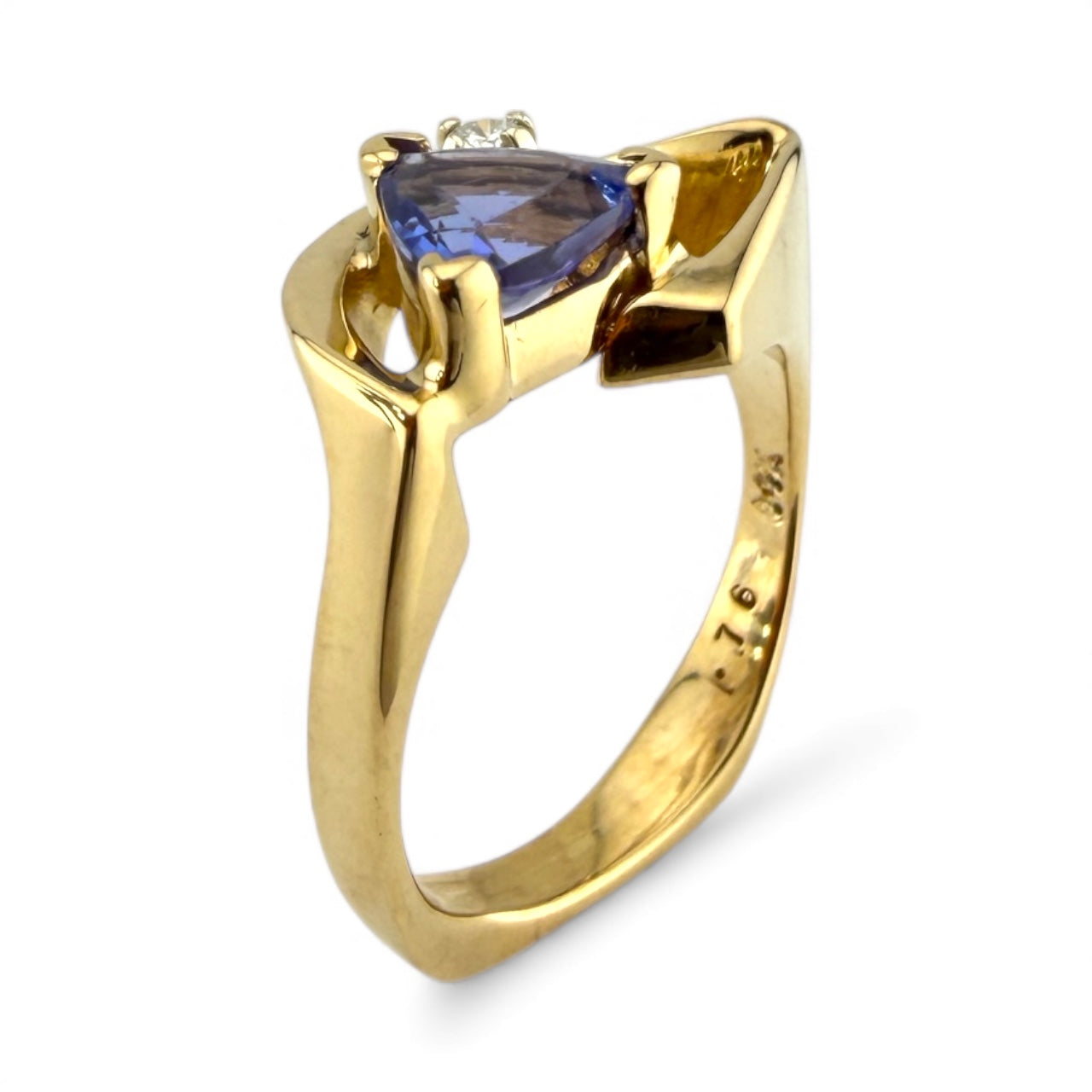 Yellow 14K .76CT Tanzanite & .06CT Diamond Ring