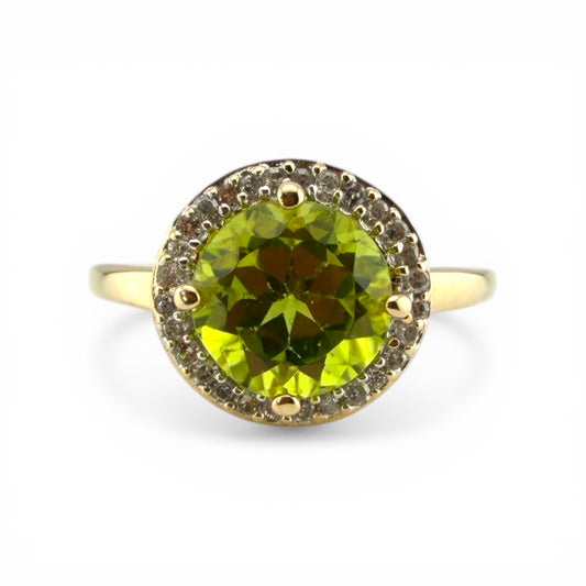 Yellow 10K .14CTW Diamond & Peridot Ring