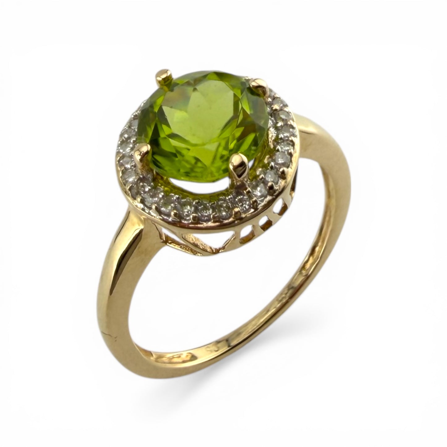 Yellow 10K .14CTW Diamond & Peridot Ring
