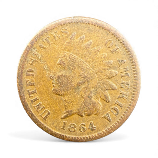 1864 Indian Head Penny w/L on Ribbon