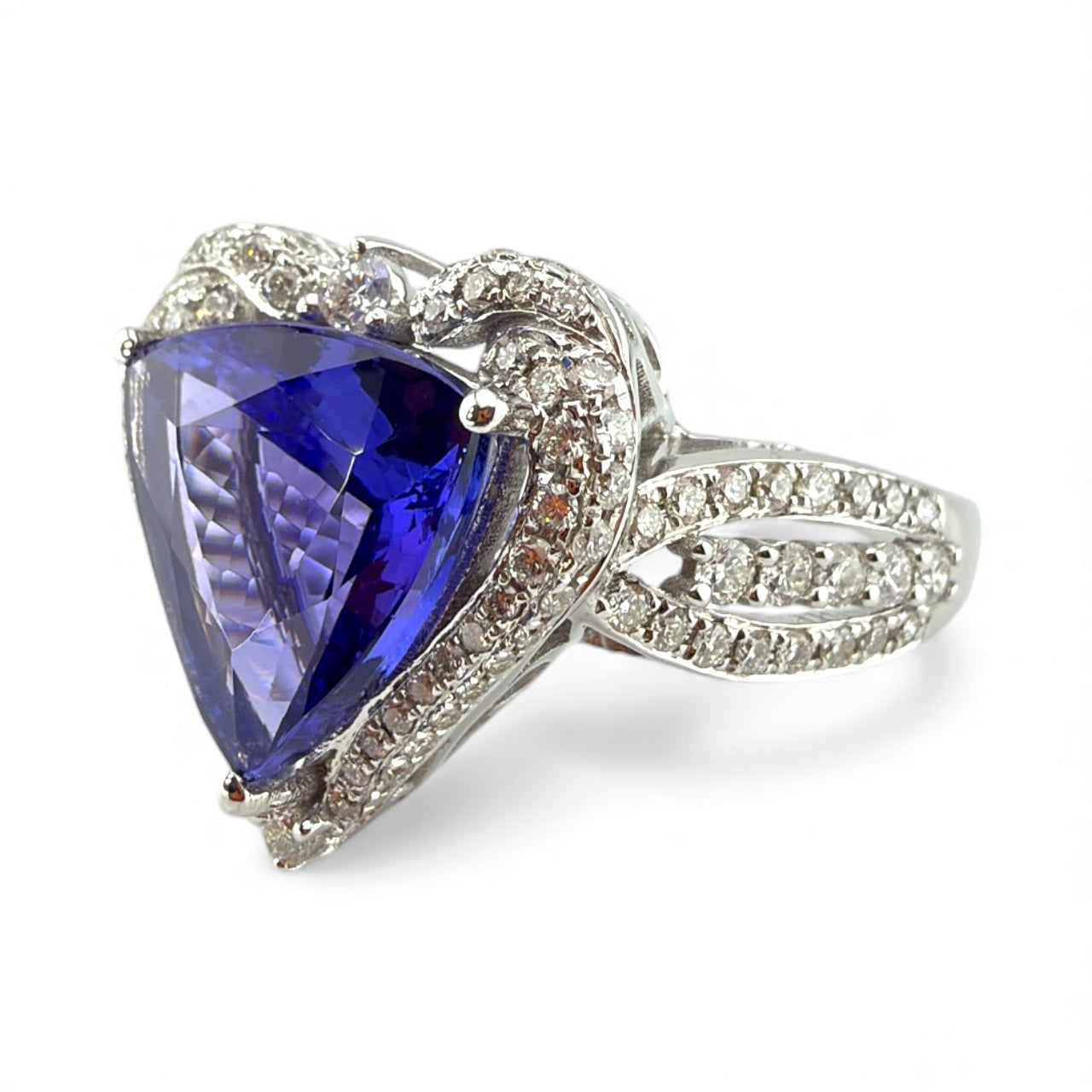 White 18K 3.24CT Tanzanite & .61CTW Diamond Heart Ring