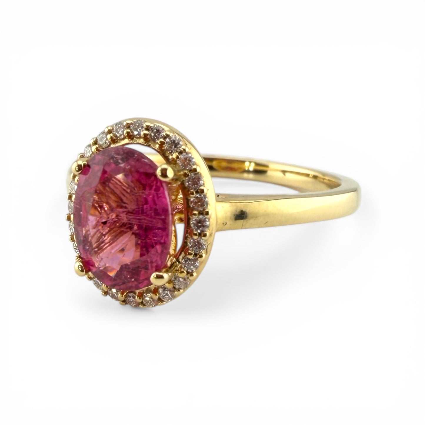 Y14K 1.35CT Tourmaline & .12CTW Diamond Ring