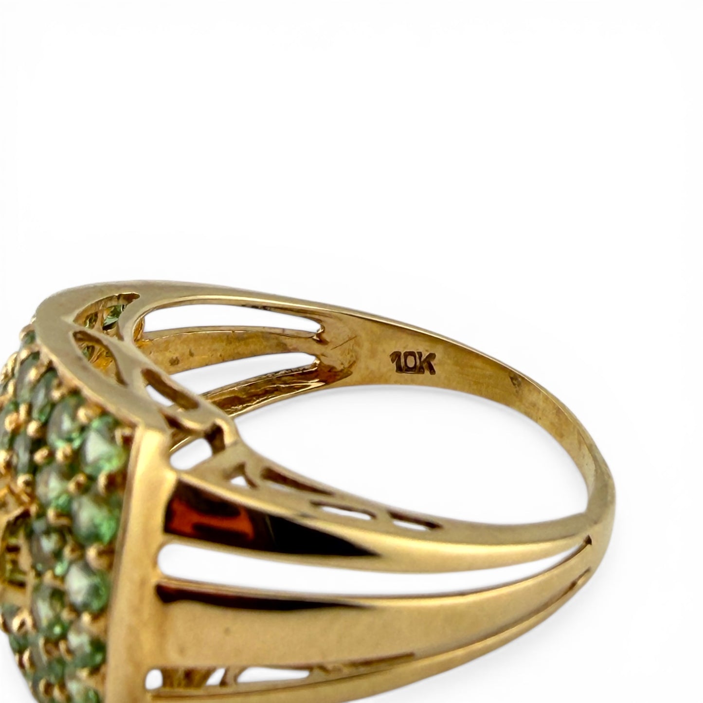 Yellow 10K Multi-Stone Peridot & Diamond Ring