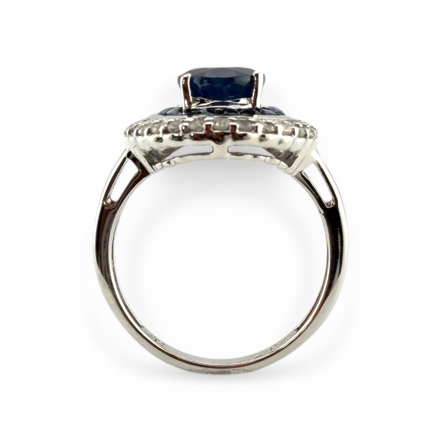 White 10K Sapphire & .56CTW Diamond Ring