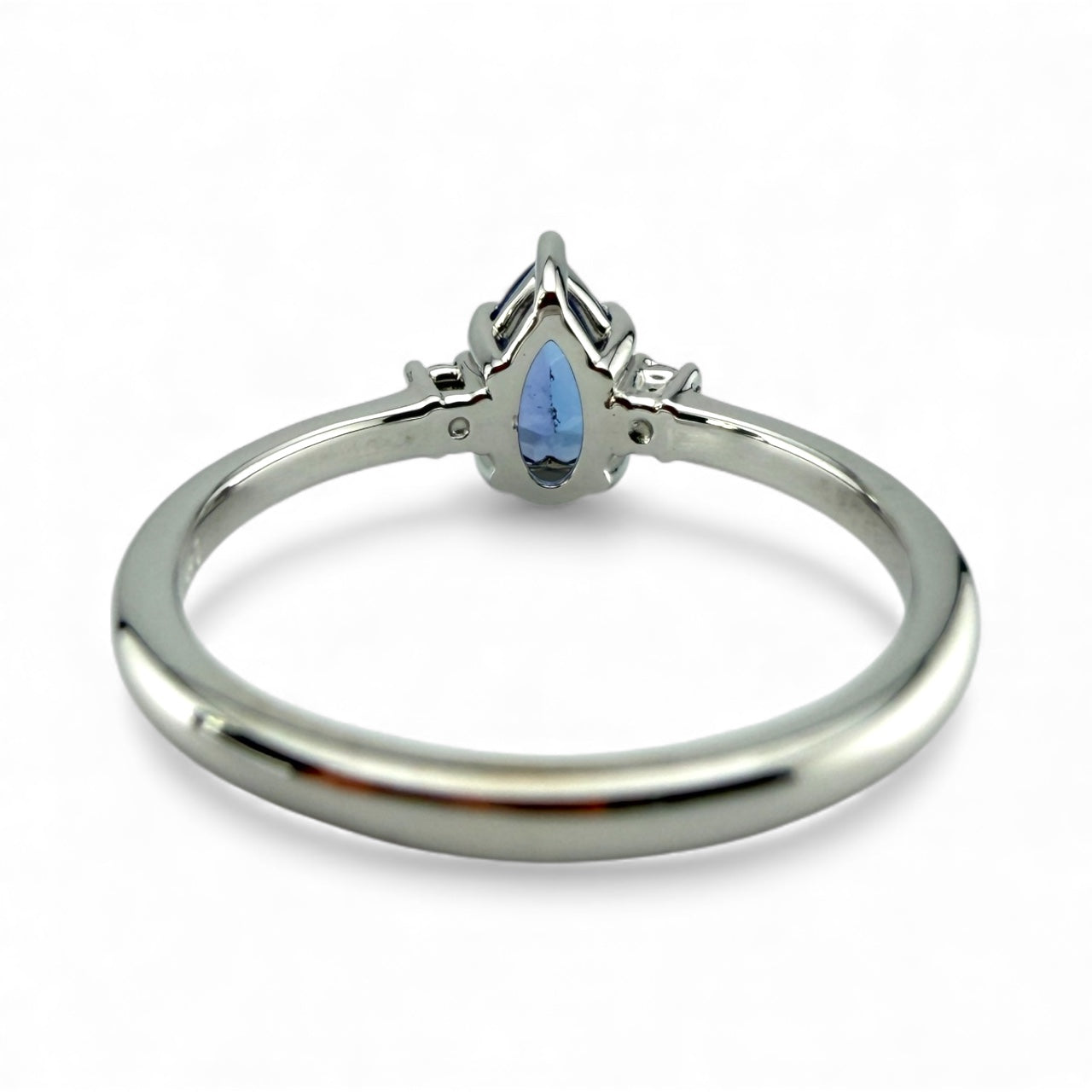 White 14K .56CT Pear Tanzanite & Diamond Ring