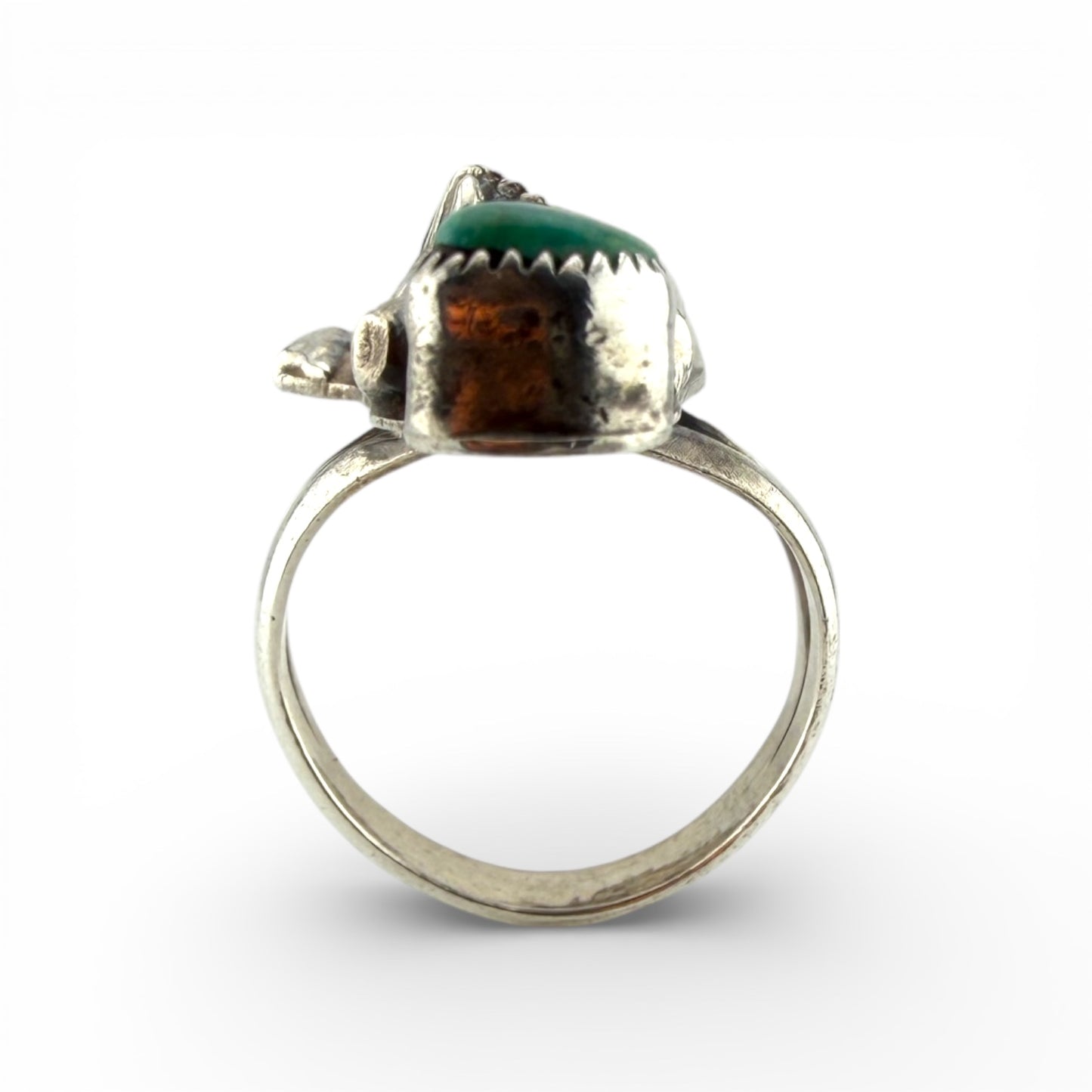 Old Pawn Silver Turquoise & Coral Ring