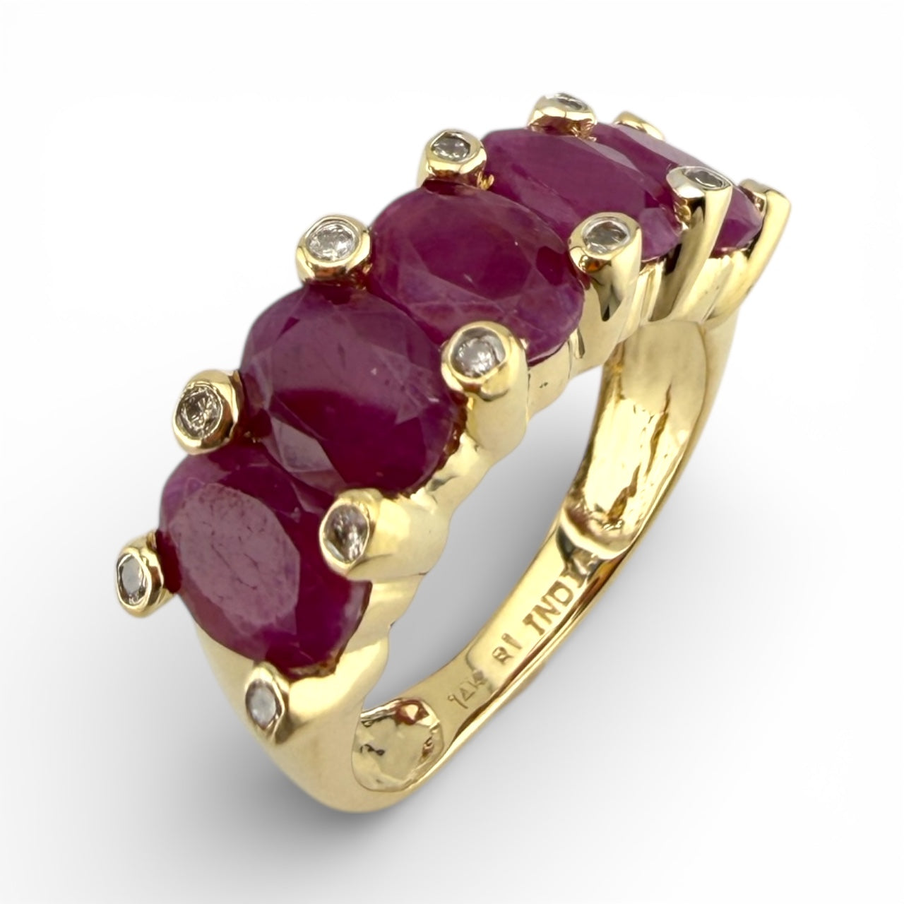 Yellow 14K 5CTW Ruby & Diamond Ring