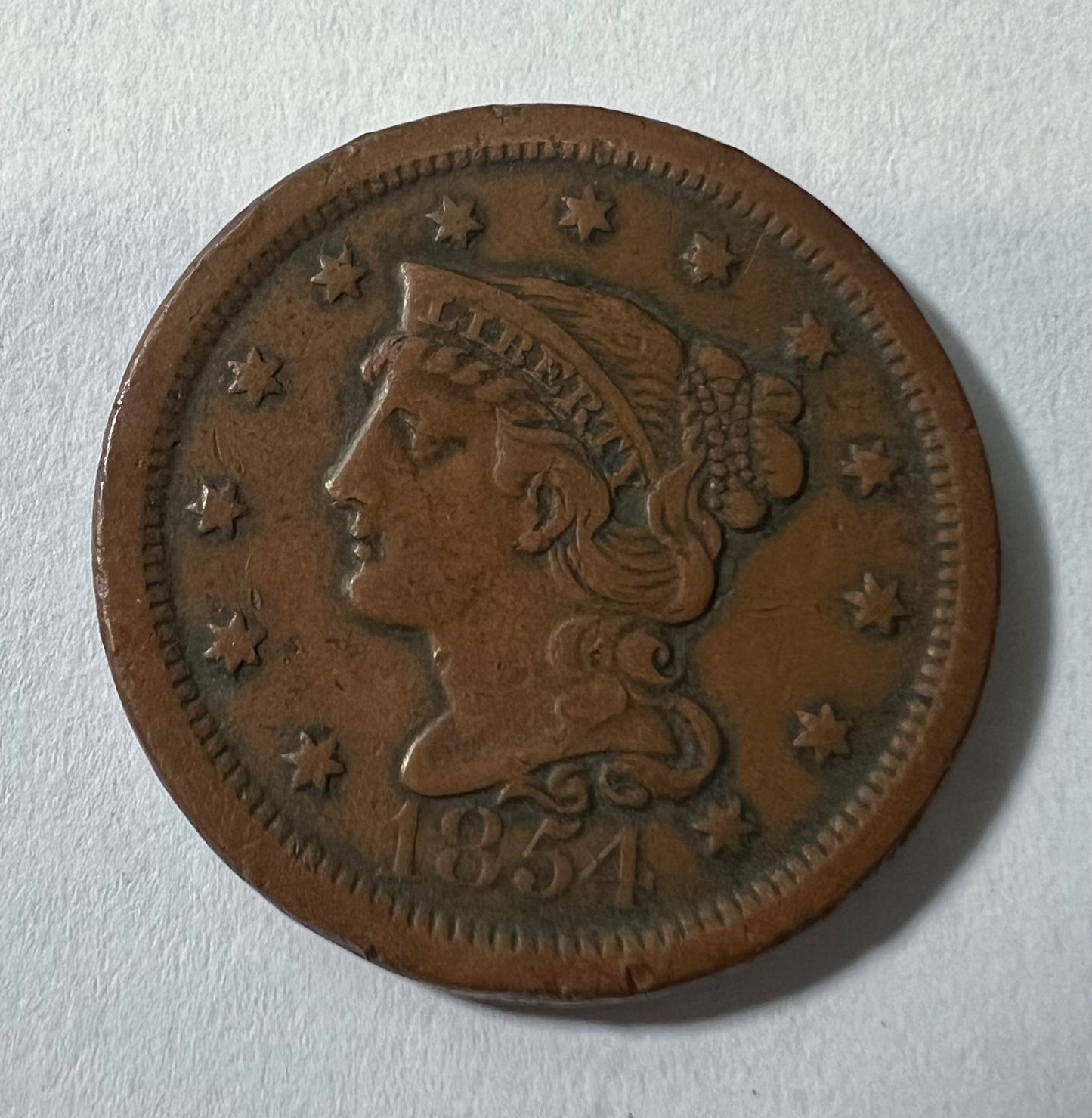 1854 Large Cent VF-30