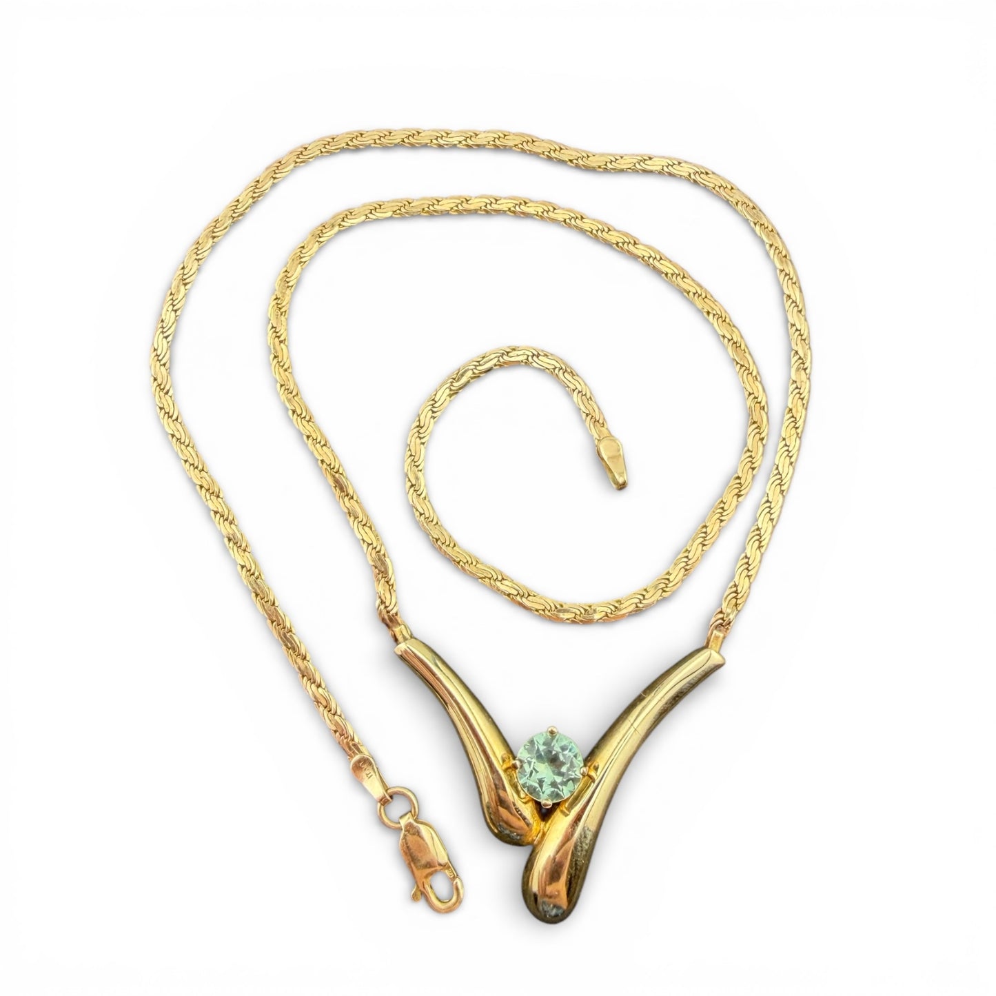 Yellow 14K Aquamarine Necklace