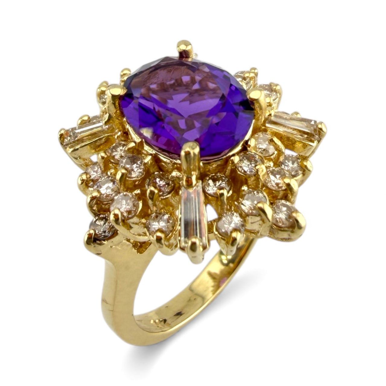 Yellow 14K Amethyst & 1CTW Diamond Ring