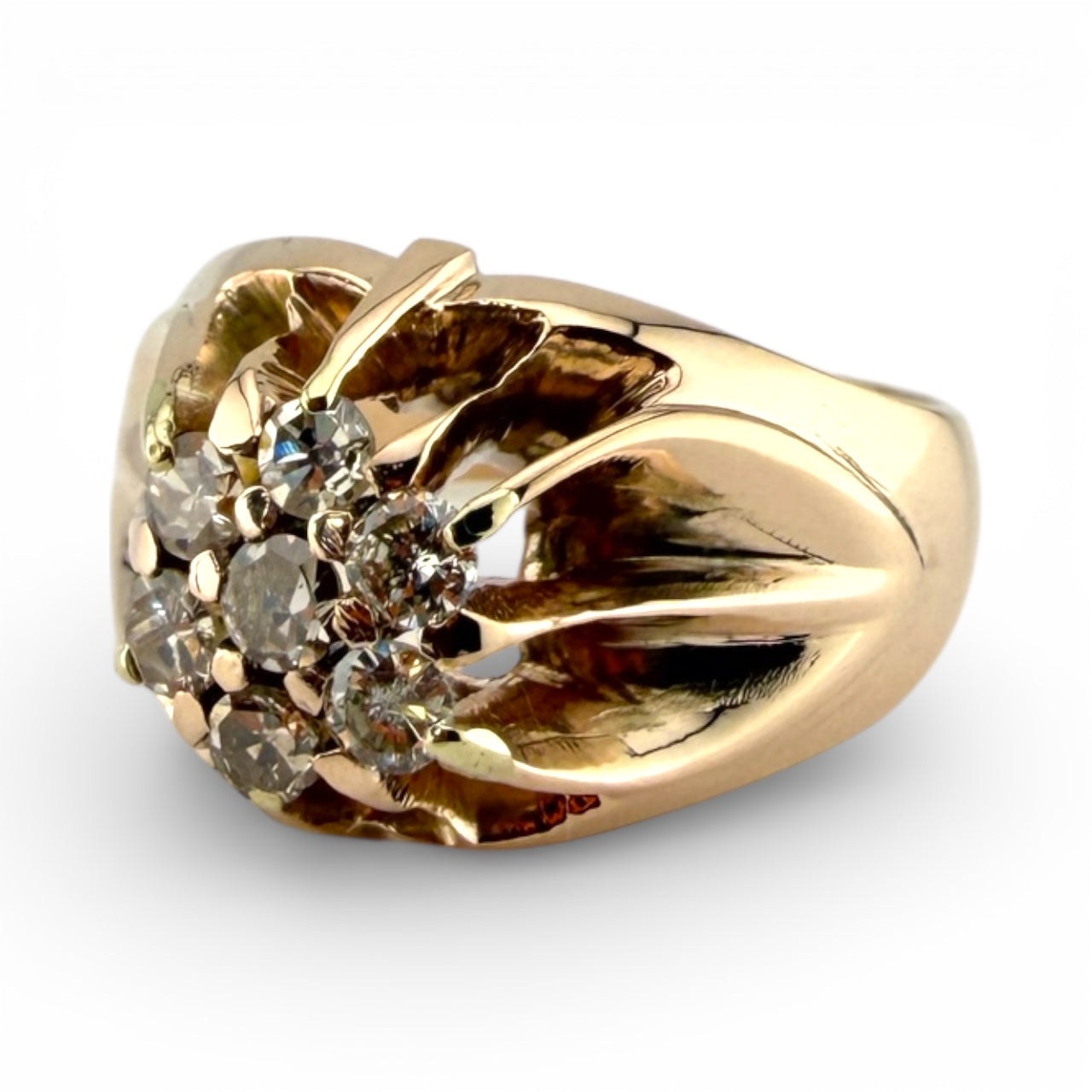 Yellow 9K .42CTW Diamond Cluster Ring