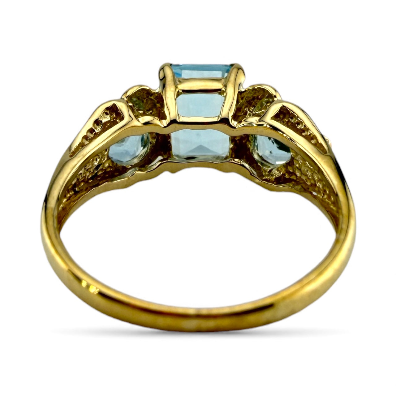 Yellow 10K Aquamarine & Diamond Ring