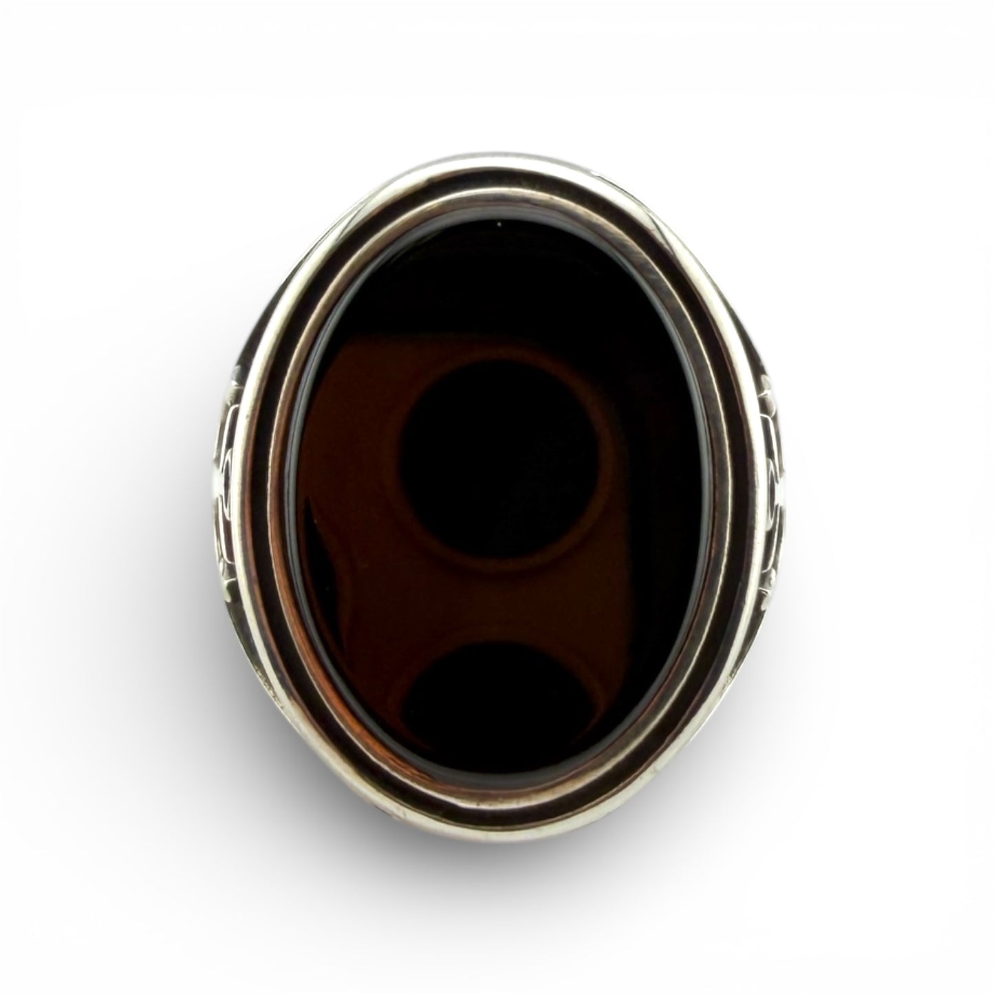 Sterling Silver Onyx Anchor Ring