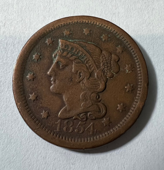 1854 Large Cent VF-25
