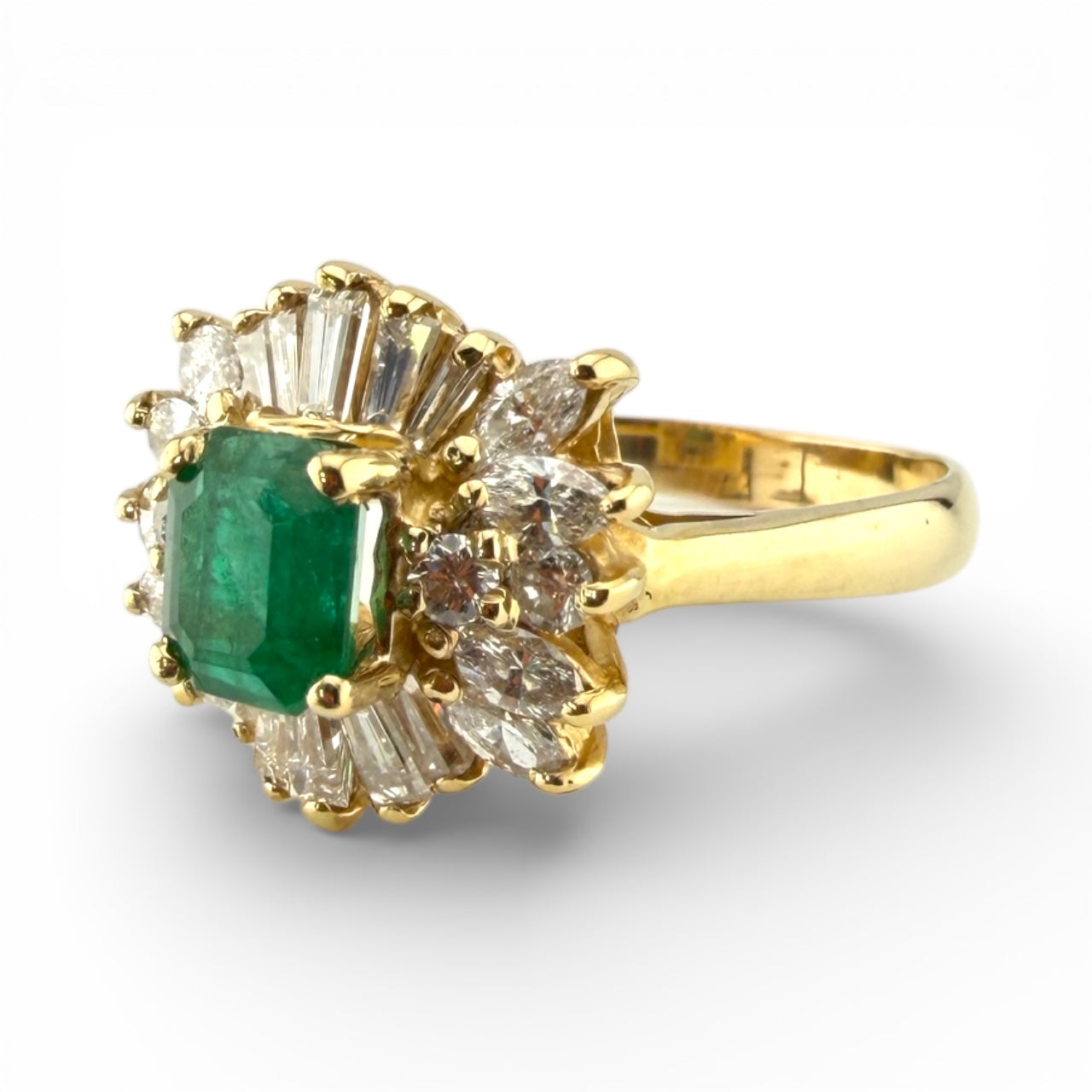 Yellow 14K 1CT Emerald & 1CTW Diamond Ring