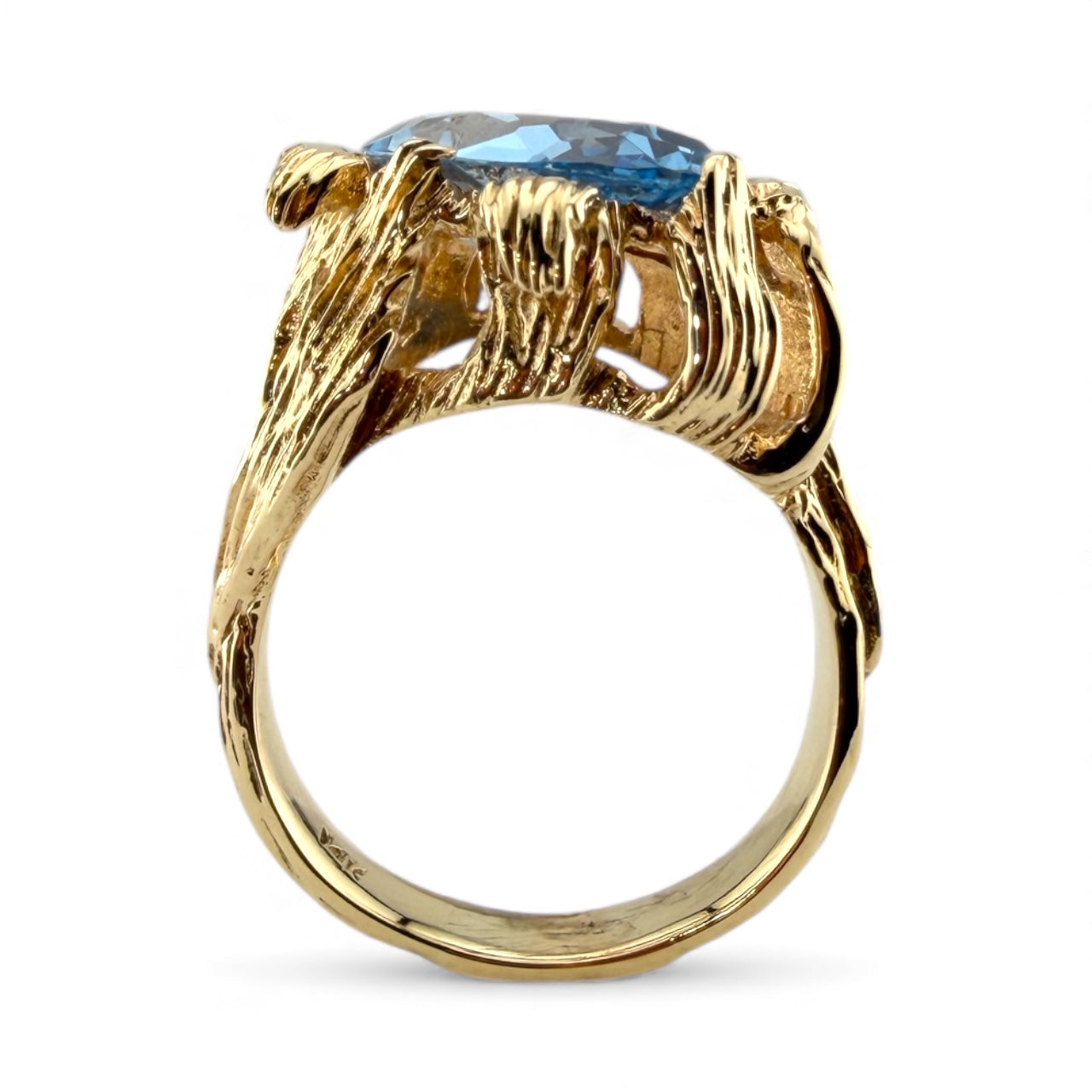 Yellow 14K London Blue Topaz Ring w/Twisted Branch Design