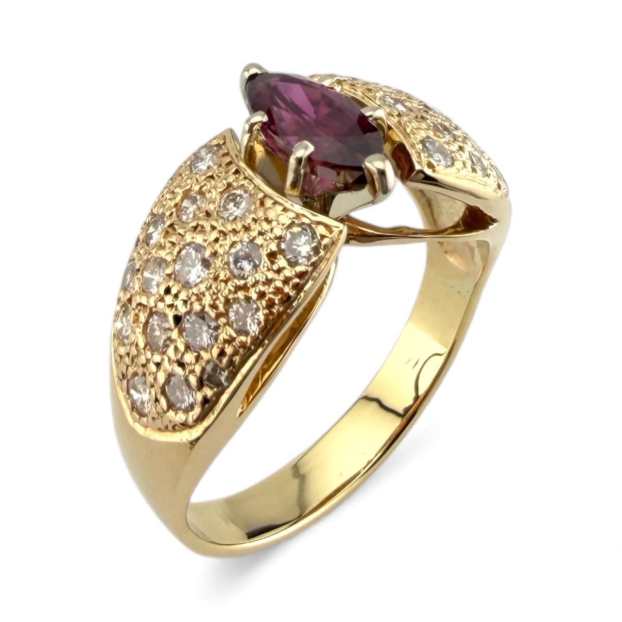 Yellow 14K Garnet & .60CTW Diamond Ring