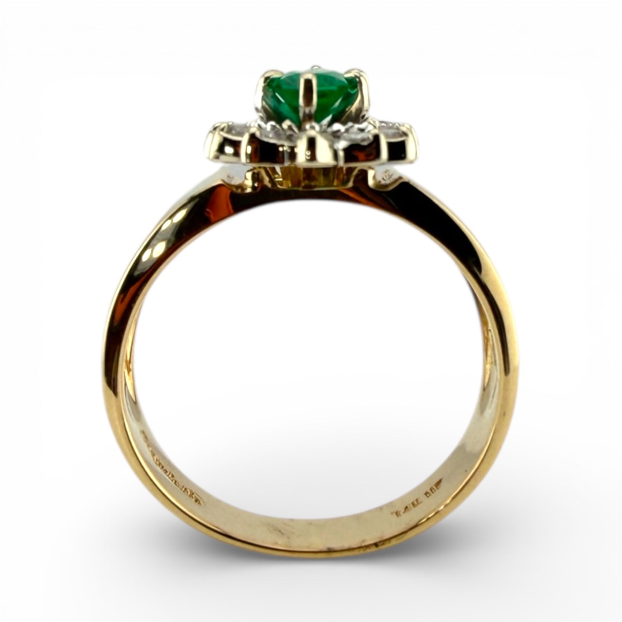Yellow 14K Marquise Emerald & .25CTW Diamond Ring