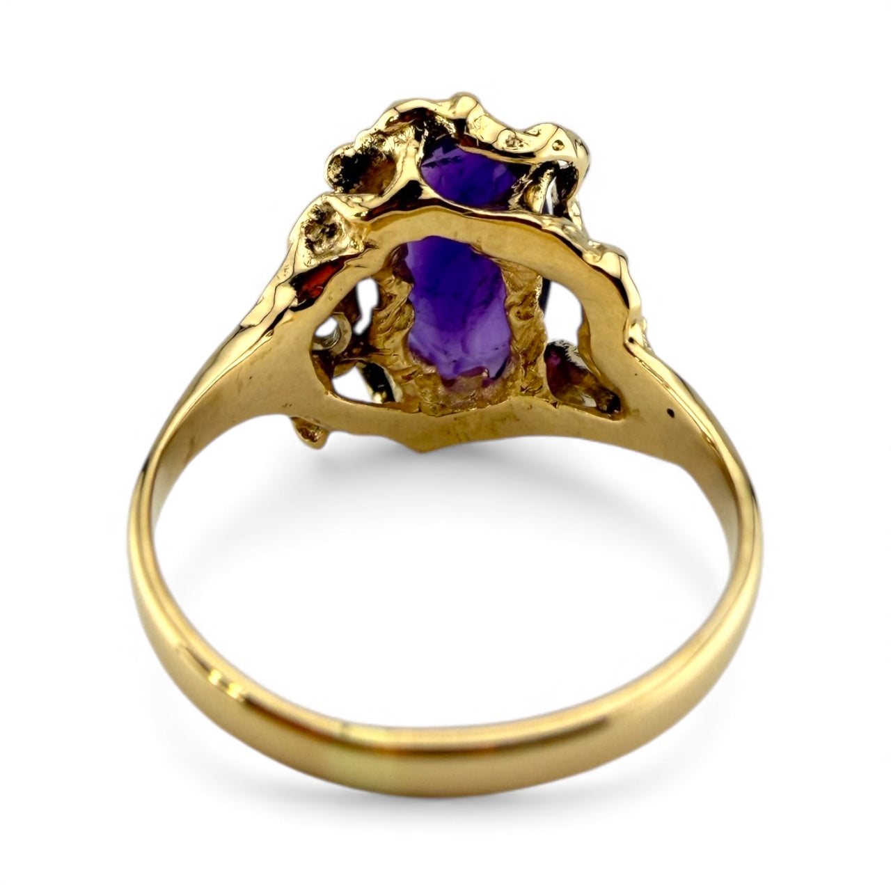 Yellow 14K Amethyst & .10CT Diamond Ring