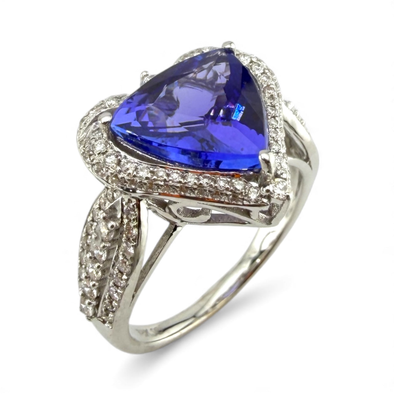 White 18K 3.24CT Tanzanite & .61CTW Diamond Heart Ring