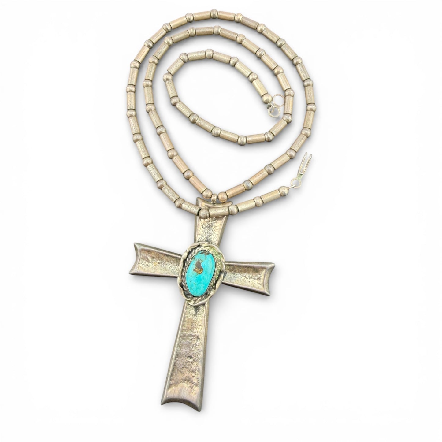 Sterling Silver Turquoise Cross Necklace