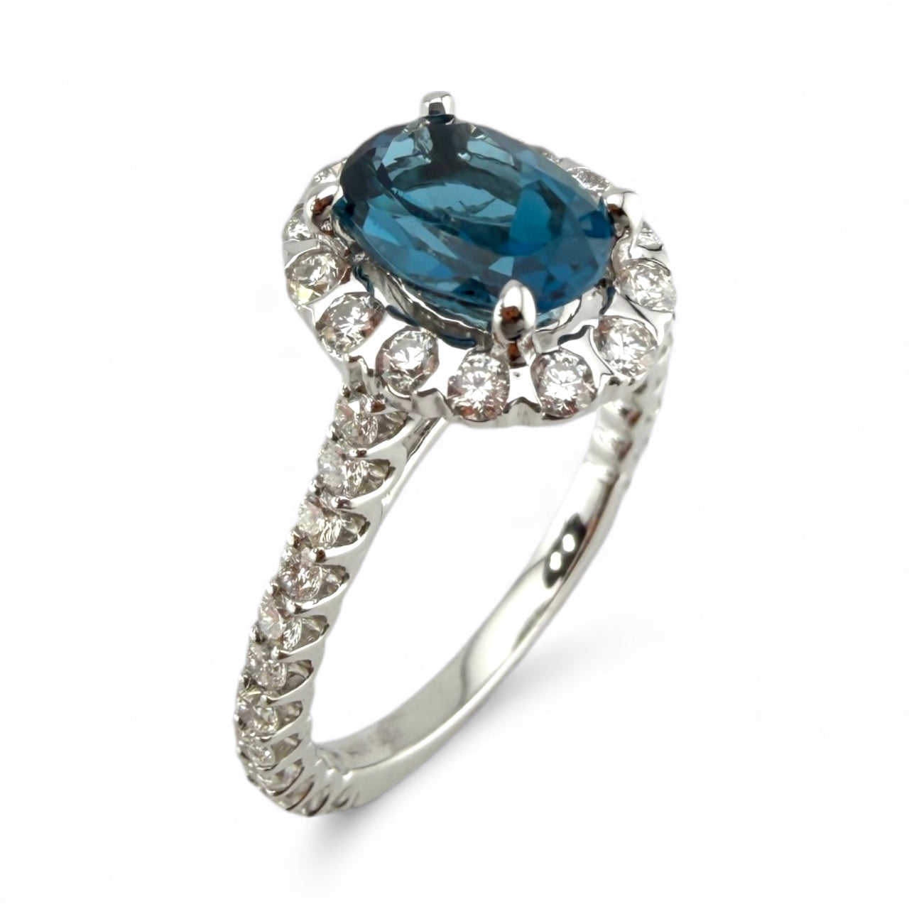 White 14K 1.37CT Blue Topaz & .79CTW Diamond Ring