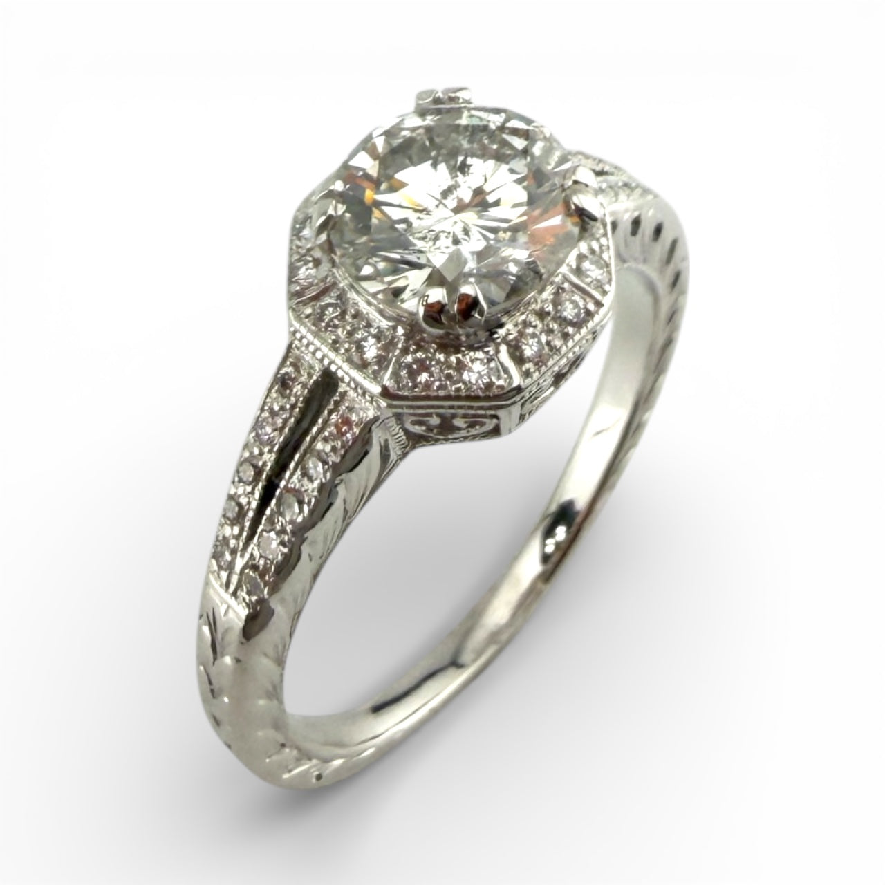 White 18K 1.16CT I1 K & .18CTW Diamond Ring