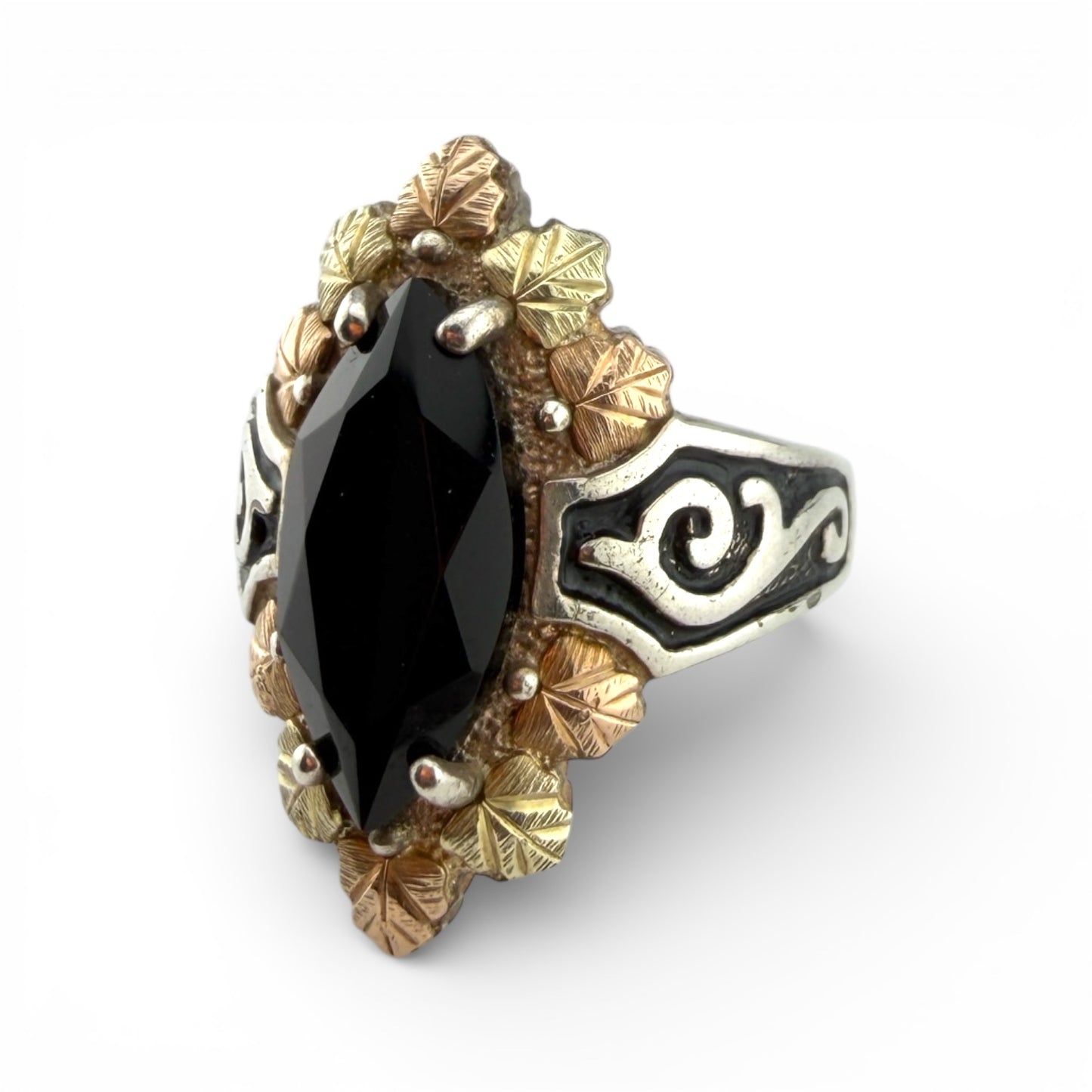 Sterling Silver & 12K Yellow Gold w/Onyx Ring