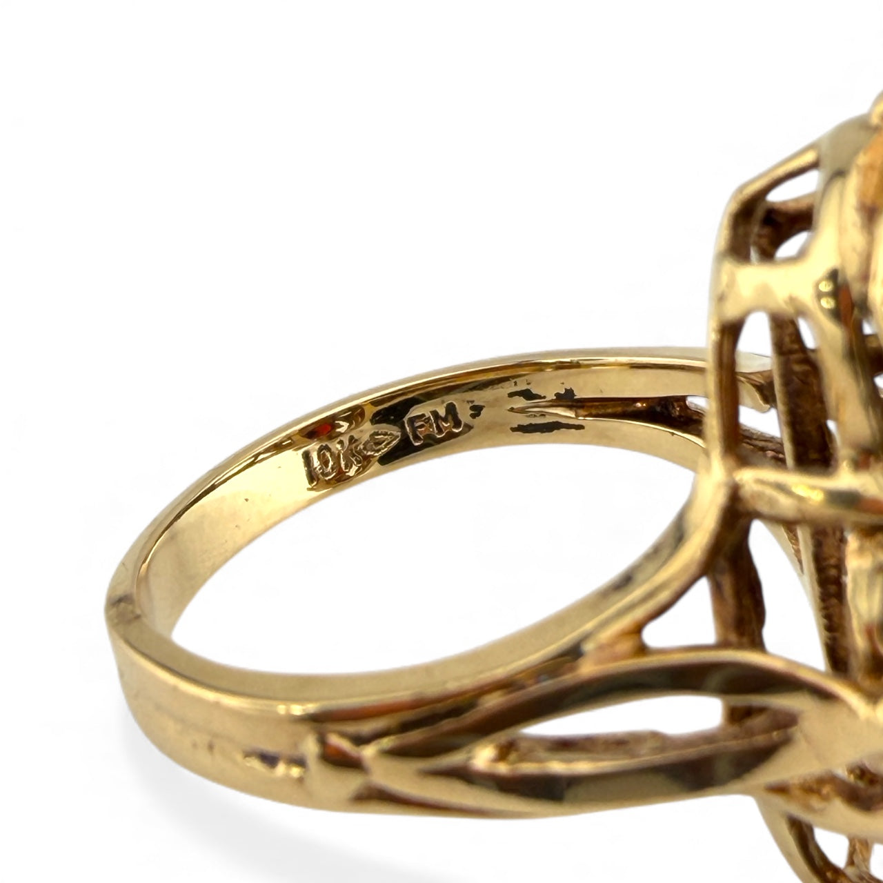 Yellow 10K Garnet & Pearl Ring