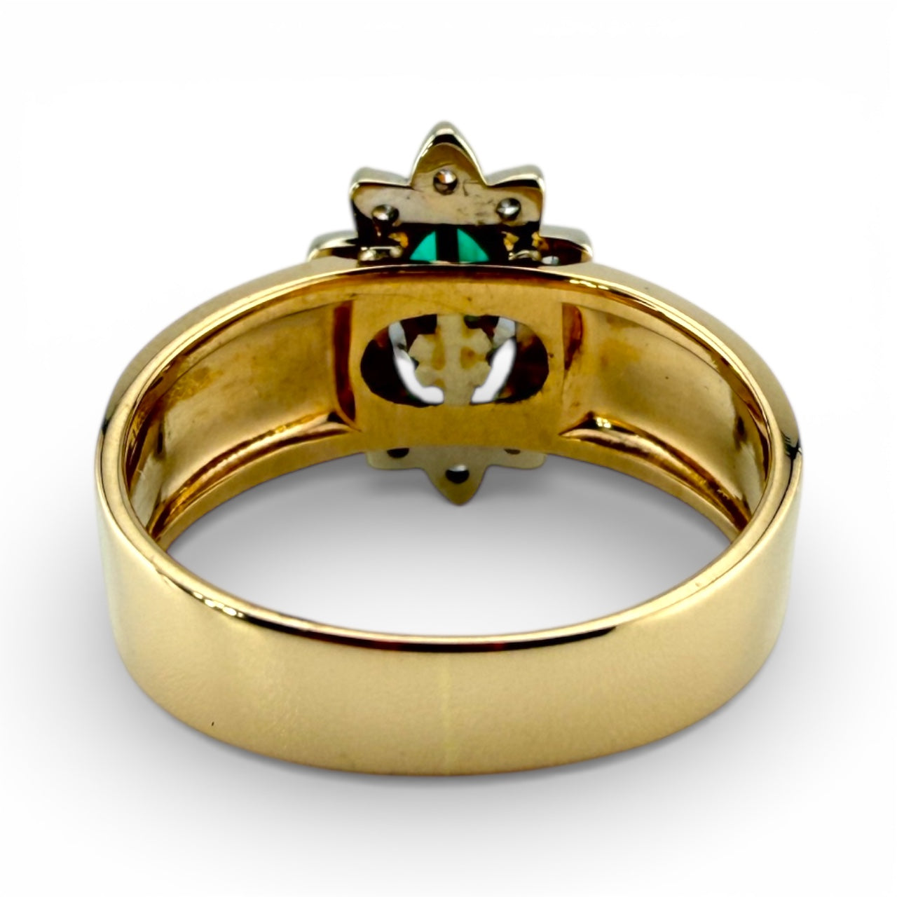 Yellow 14K Marquise Emerald & .25CTW Diamond Ring