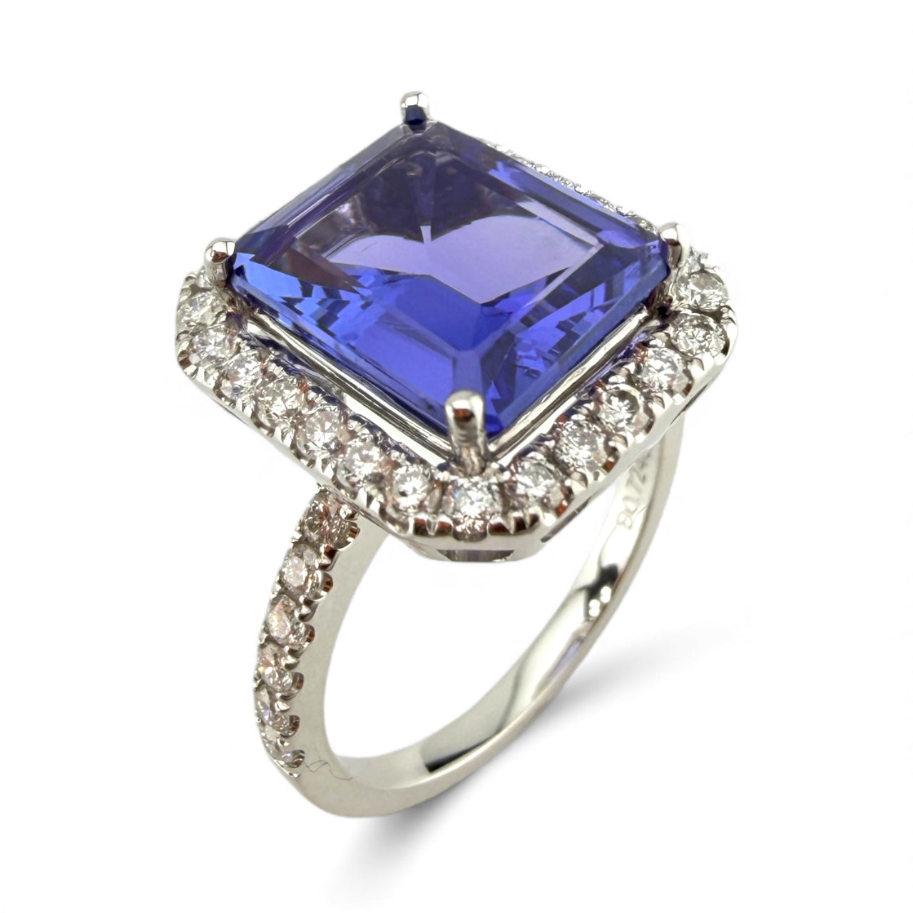 White 18K 4.38CT Tanzanite & .724CTW Diamond Ring