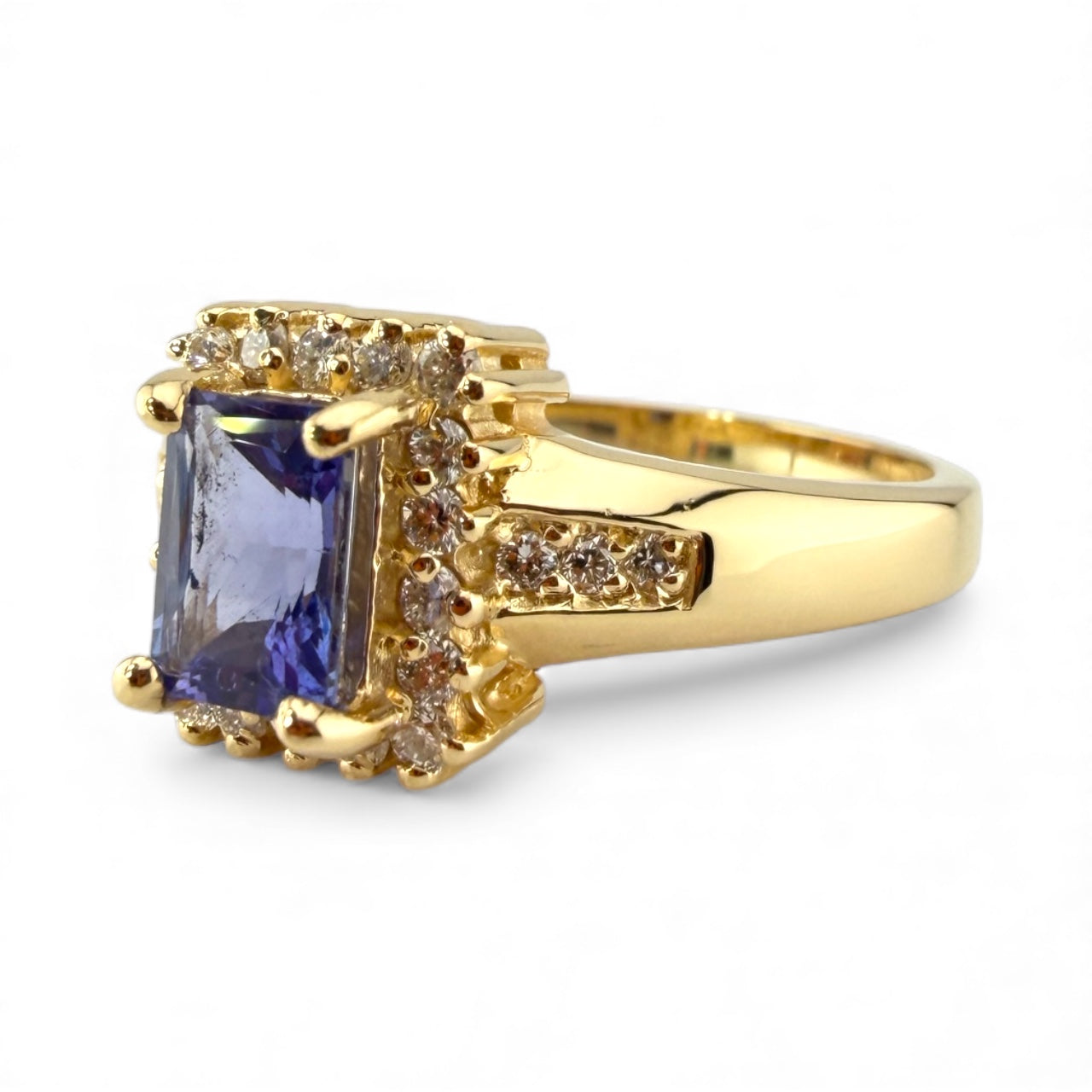 Yellow 14K Tanzanite & .36CTW Diamond Ring