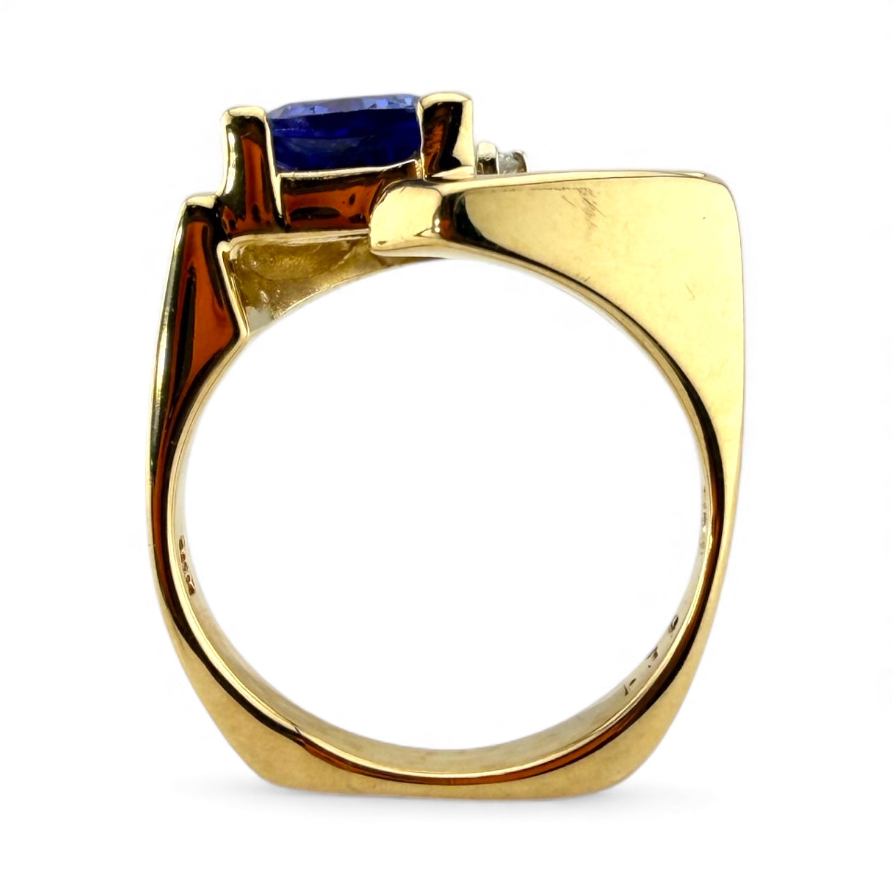 Yellow 14K .76CT Tanzanite & .06CT Diamond Ring