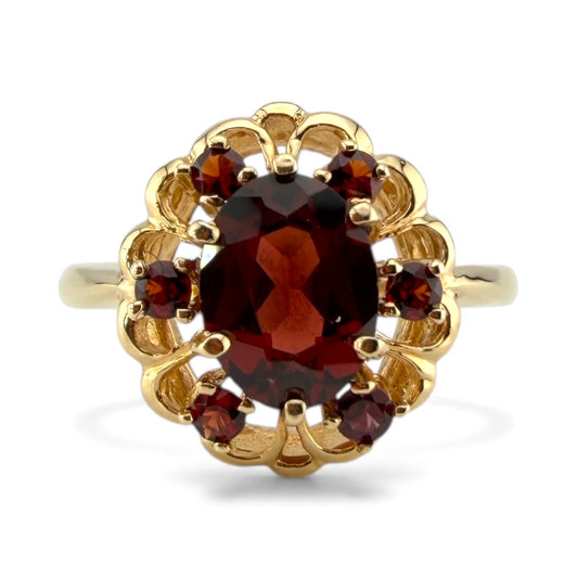 Yellow 10K Garnet Ring
