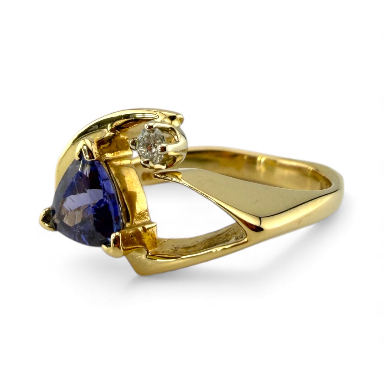 Yellow 14K .76CT Tanzanite & .06CT Diamond Ring