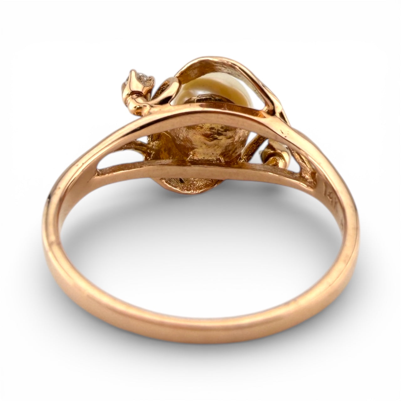 Rose Gold 14K Pearl & .06CTW Diamond Ring