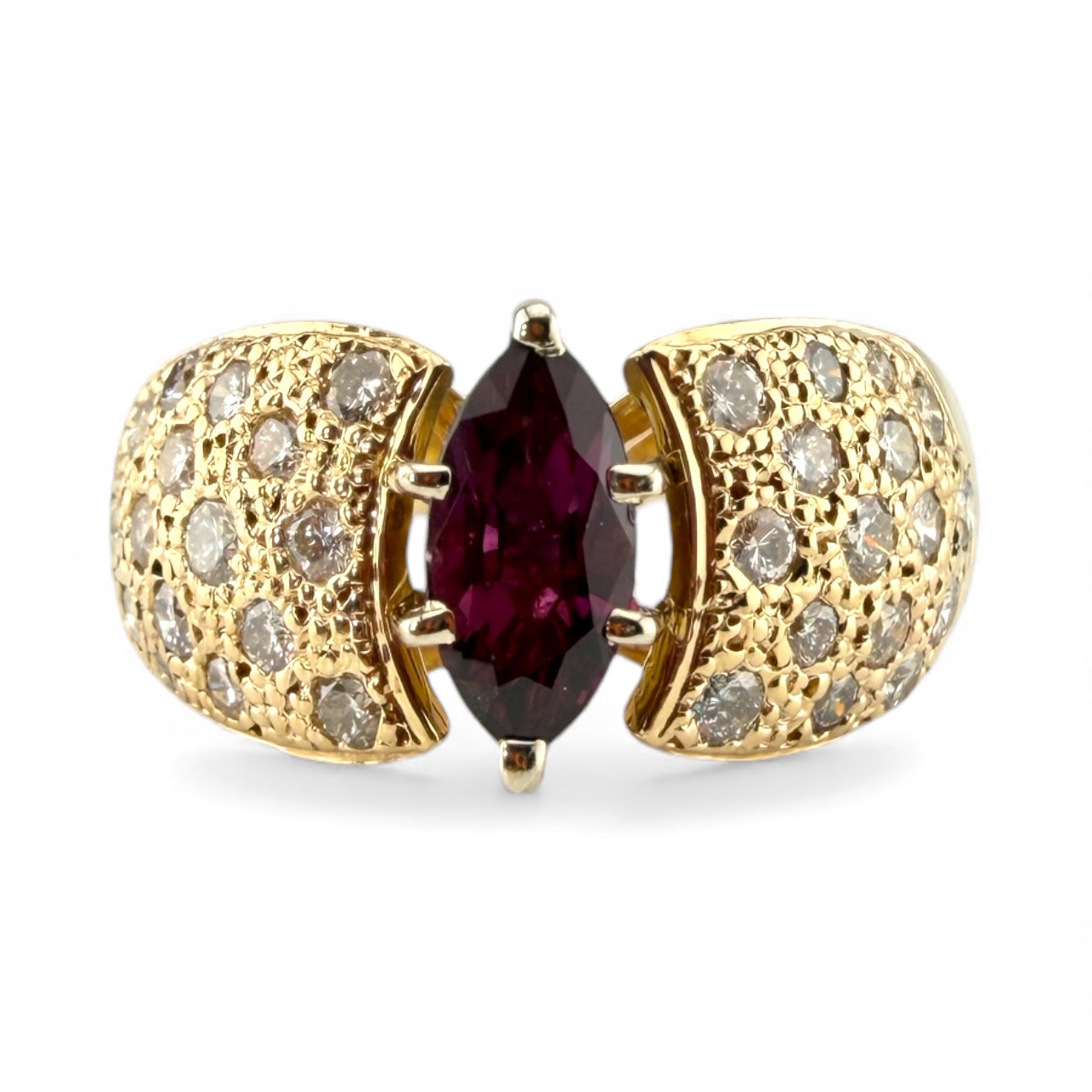 Yellow 14K Garnet & .60CTW Diamond Ring