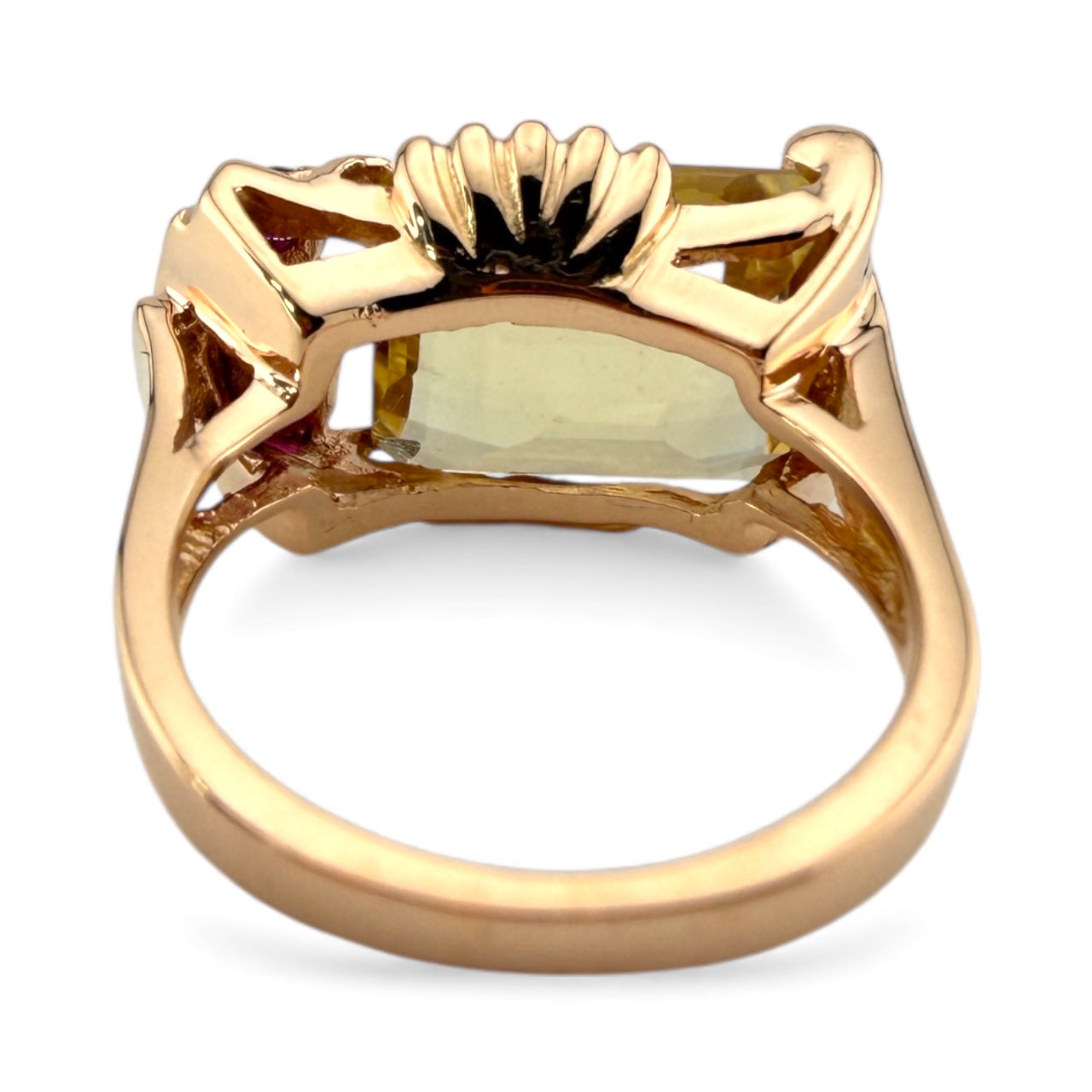 14K Rose Gold “Crosby” Citrine & Ruby Ring