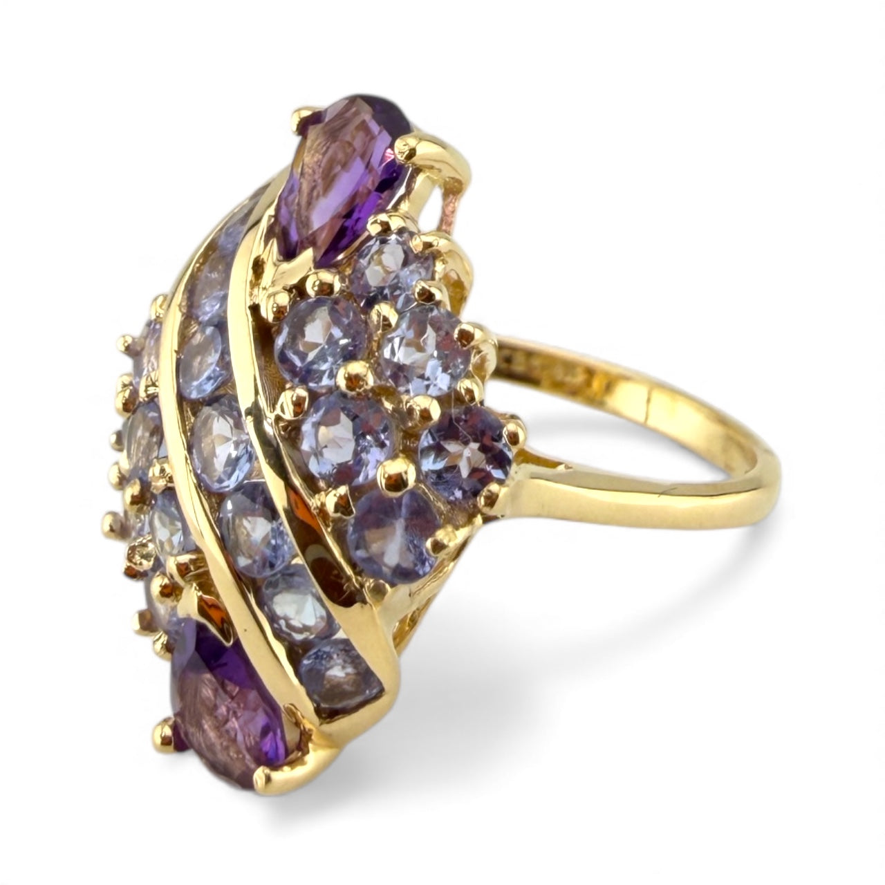 Yellow 14K Amethyst & Tanzanite Ring