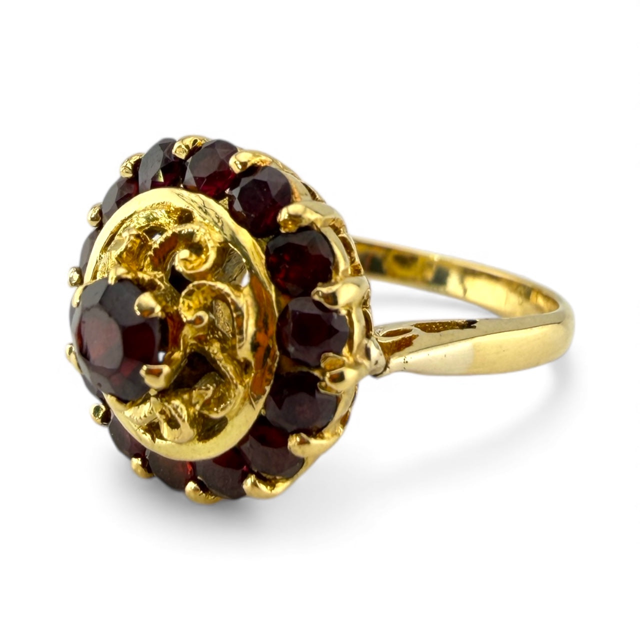 Yellow 18K Garnet Ring