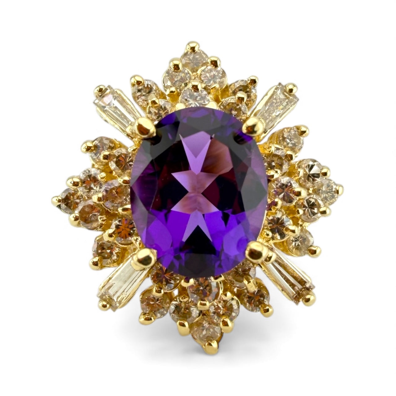 Yellow 14K Amethyst & 1CTW Diamond Ring