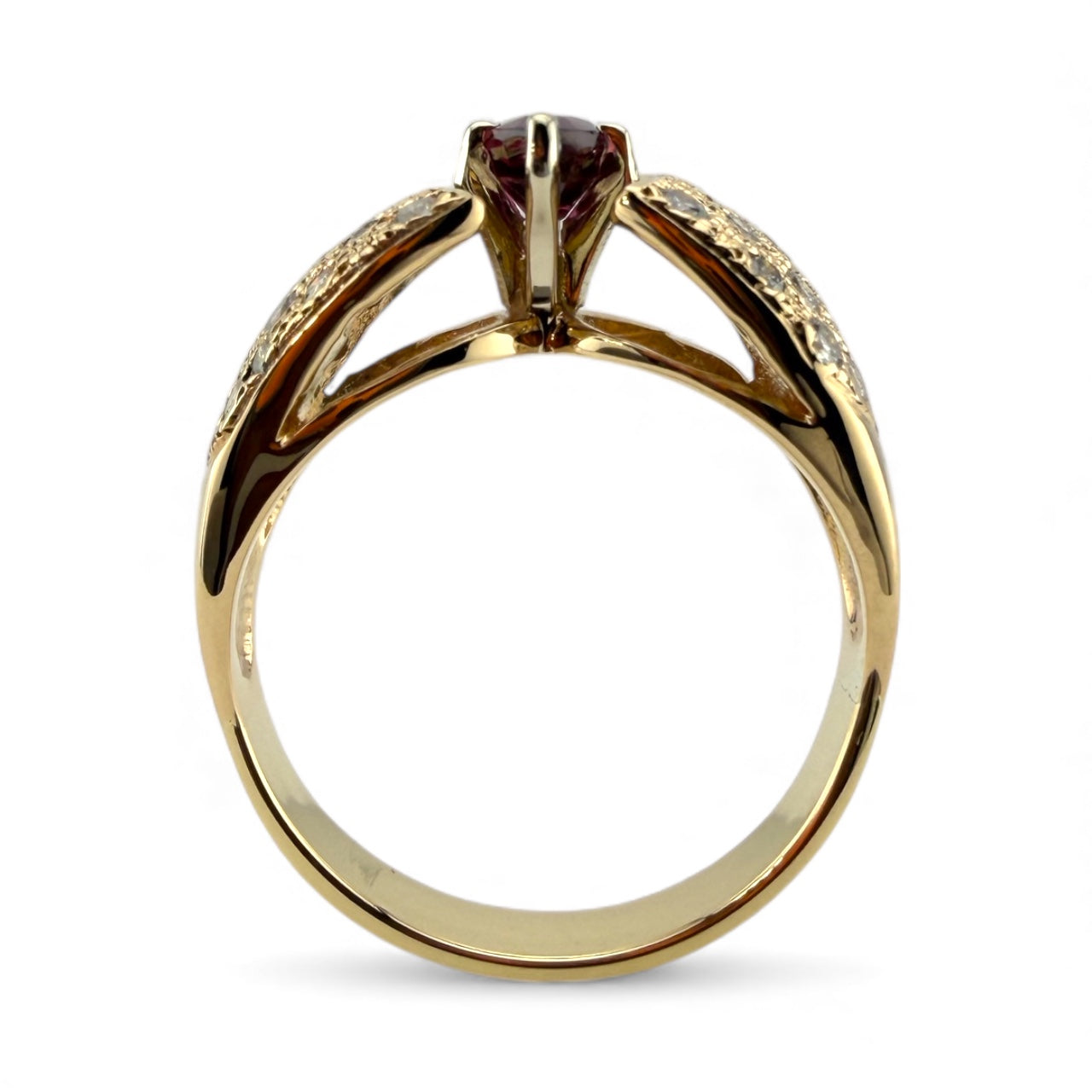 Yellow 14K Garnet & .60CTW Diamond Ring