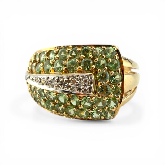 Yellow 10K Multi-Stone Peridot & Diamond Ring