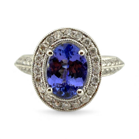 White 18K 1.27CT Tanzanite & .90CTW Diamond Ring