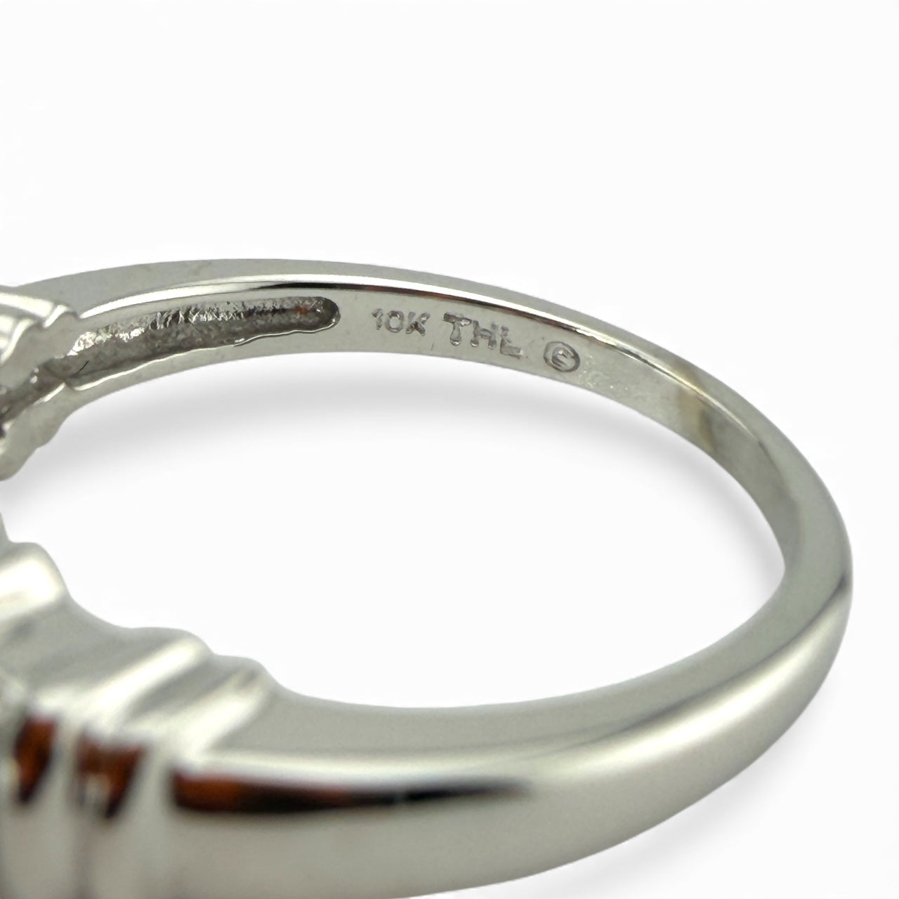 White 10K Garnet & Diamond Ring